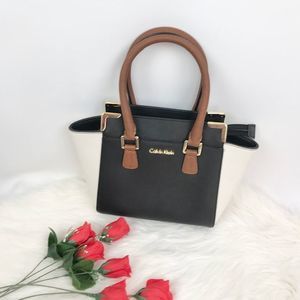Calvin Klein Saffiano Leather Colorblock Tote OS